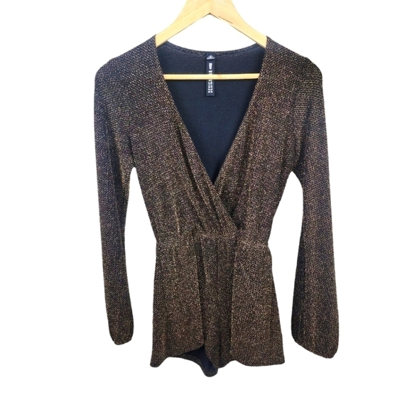 DESIGN LAB Long Sleeve Metallic Romper Size XS - Picture 1 of 7
